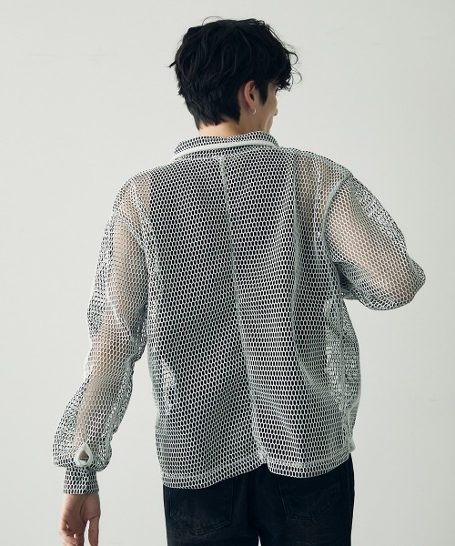 Shoowtime（ショウタイム） シャツ Mesh design sheer long sleeve
