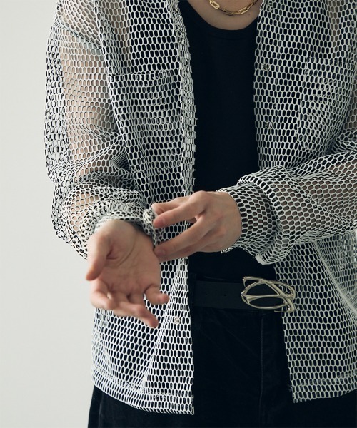 Shoowtime（ショウタイム） シャツ Mesh design sheer long sleeve