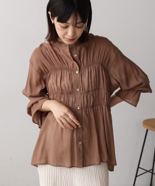 Bou Jeloud（ブージュルード） ブラウス シャツ シアーギャザー