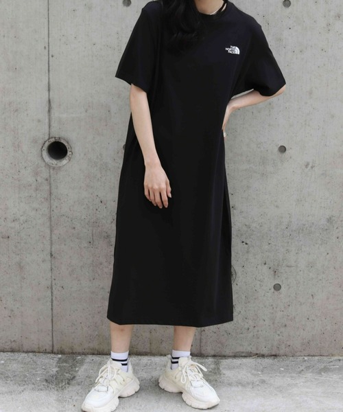 Sサイズ相当★The North Face Tシャツドレス ブラック ワンピース THE NORTH FACE 「THE FACE」 Tシャツワンピース S ブラック