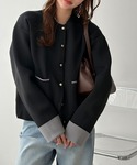 カーディガン 春の羽織りに!ゴールドボタン配色...の詳細画像1