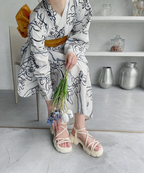 「Miniministore」 フラットサンダル 24.5cm アイボリー レディース_画像8