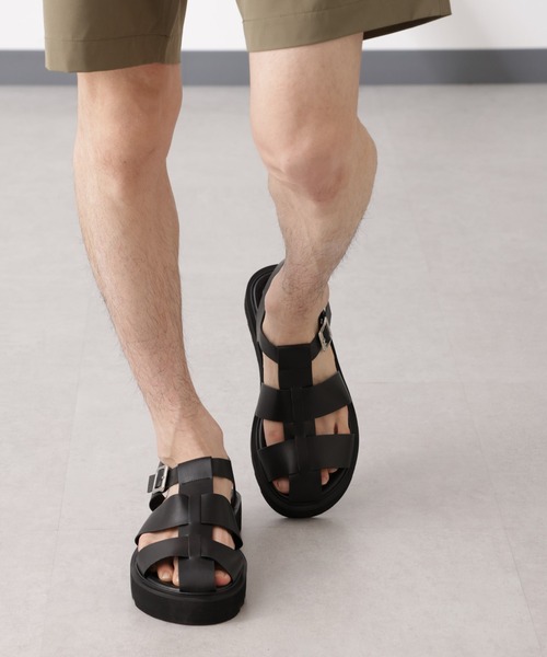 「NANO universe」 サンダル M ブラック メンズ_画像3