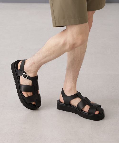 「NANO universe」 サンダル M ブラック メンズ_画像4