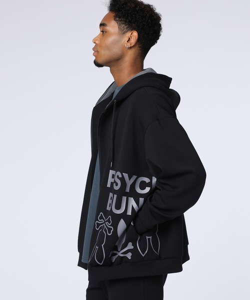 サイコバニー・ダンボール サイドロゴワイドジップパーカ Psycho Bunny（サイコバニー） パーカー 「WEB限定」ダンボール サイド