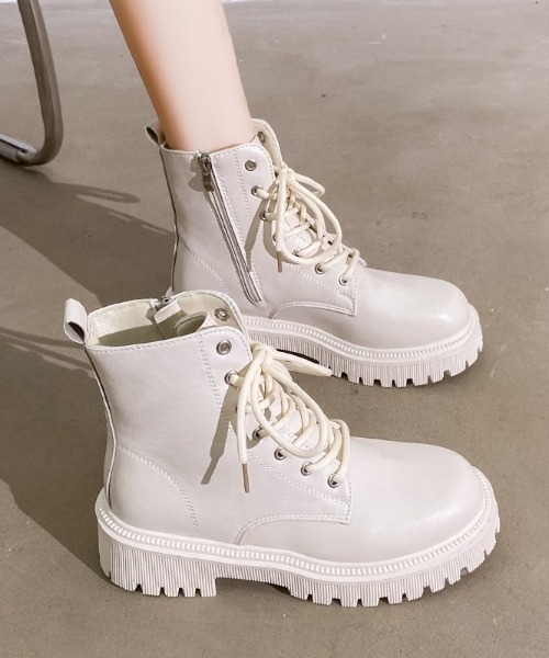 ★GW特別価格★DIESEL レースアップブーツ サイドジップ 28cm ブーツ サイドジップ レースアップ PUショートブーツ レディース