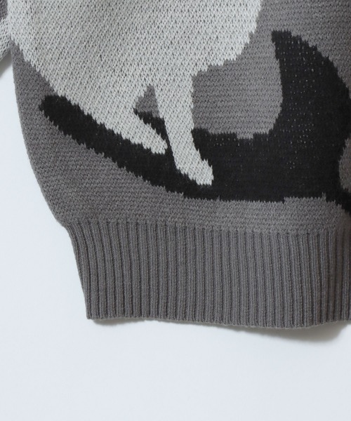 SITRY セーター ニット Cat Camouflage Pattern Double Jacquard Knit
