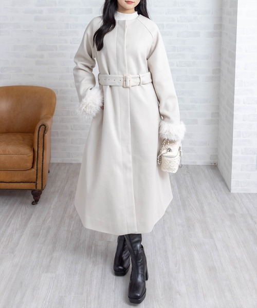 CLEAR BASIC コート アウター ファー付き2wayケープロングコート「大人