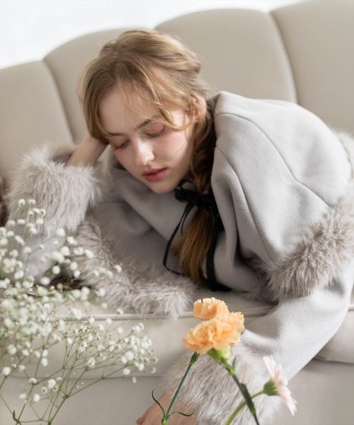 CLEAR BASIC コート アウター ファー付き2wayケープロングコート「大人