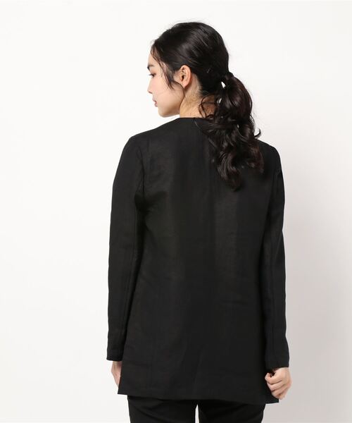 「B7」 ノーカラージャケット 38 ベージュ レディース_画像3