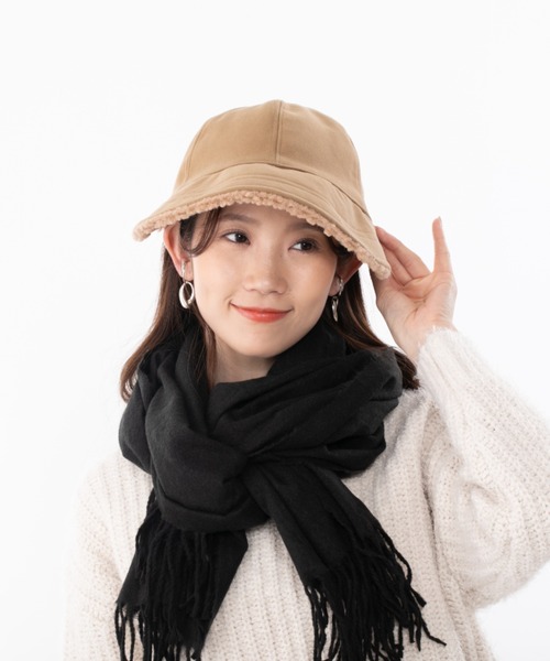 帽子 キャスケット 裏ボアリバーシブルキャスケット レディース