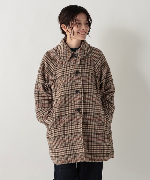 美品 コットンハウスアヤ コート アウター チェック ナチュラル 日本製 M コットンハウスアヤ Cotton House Aya コート 日本製 チェック