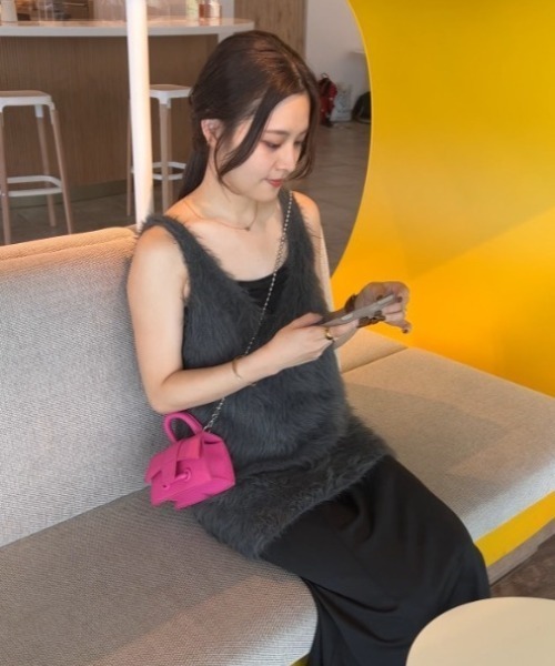 「Shelly island」 キャミソールニット FREE チャコールグレー レディース_画像9