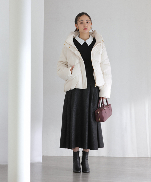 きしてい☆新品 L La Mode フード ニット 異素材 ダウン La TOTALITE（ラ トータリテ） ダウンコート ダウンジャケット
