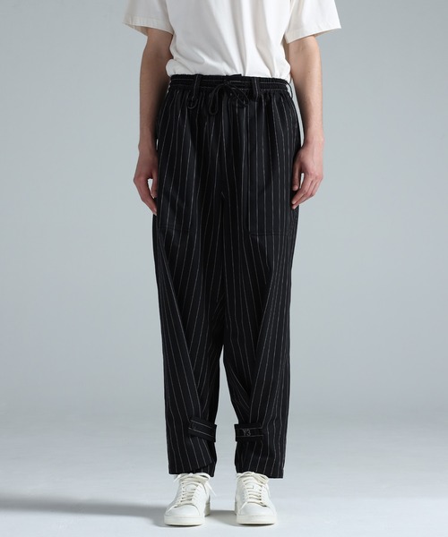 ワイドパンツ パンツ Y-3 PINSTRIPE REFINED WOOL WIDE LEG PANTS メンズ レディースの画像