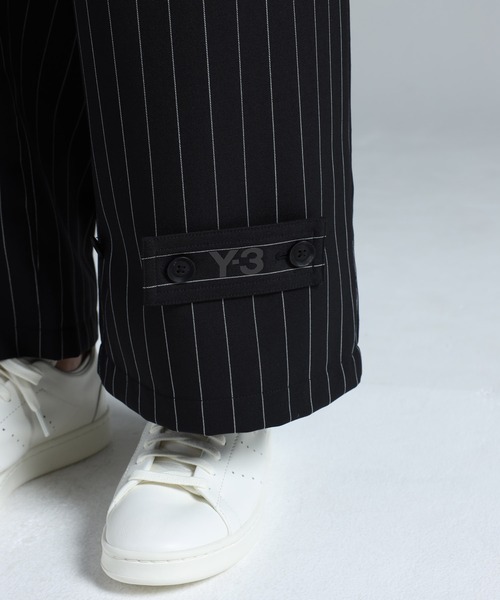 ワイドパンツ パンツ Y-3 PINSTRIPE REFINED WOOL WIDE LEG PANTS メンズ レディースの画像