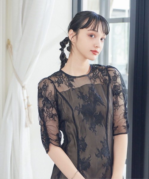 「niana」 半袖ワンピース M ブラウン レディース_画像3