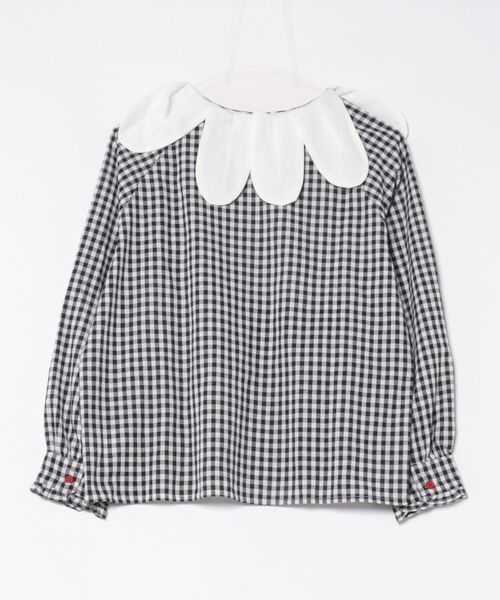 SHOUYO ブラウス シャツ ビッグカラー×ギンガムチェックブラウス