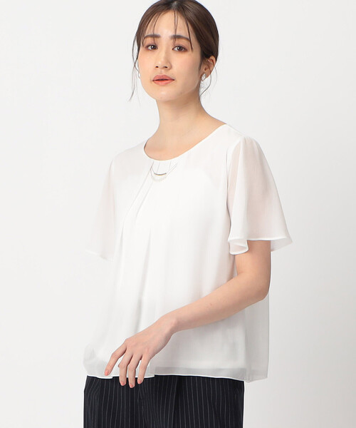 「COMME CA ISM」 半袖ブラウス LARGE ホワイト レディース_画像3
