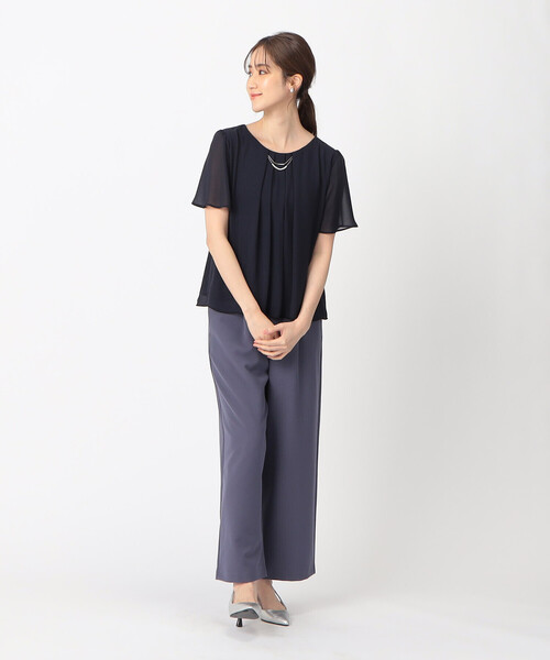 「COMME CA ISM」 半袖ブラウス LARGE ホワイト レディース_画像4