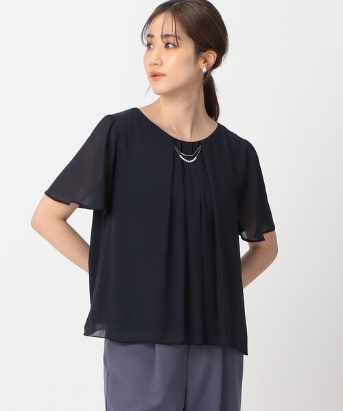 「COMME CA ISM」 半袖ブラウス LARGE ホワイト レディース_画像5