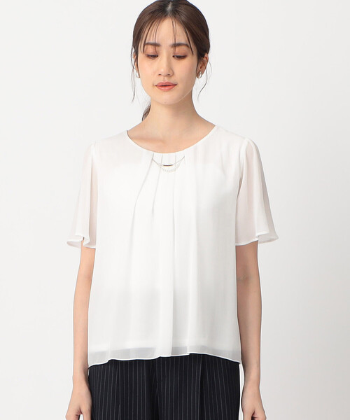 「COMME CA ISM」 半袖ブラウス LARGE ホワイト レディース_画像6
