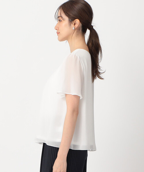 「COMME CA ISM」 半袖ブラウス LARGE ホワイト レディース_画像7