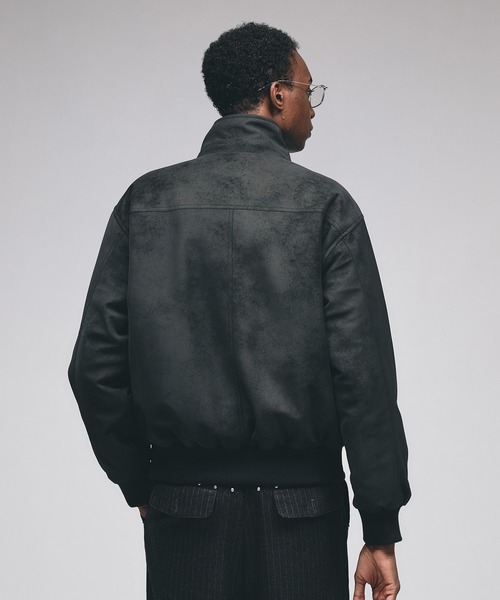 Adoon plain ブルゾン アウター Faux Suede Stand Neck Blouson