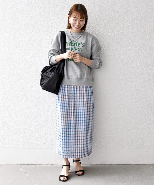 SHIPS any スカート any:「洗濯機可能」ギンガムチェック サッカー