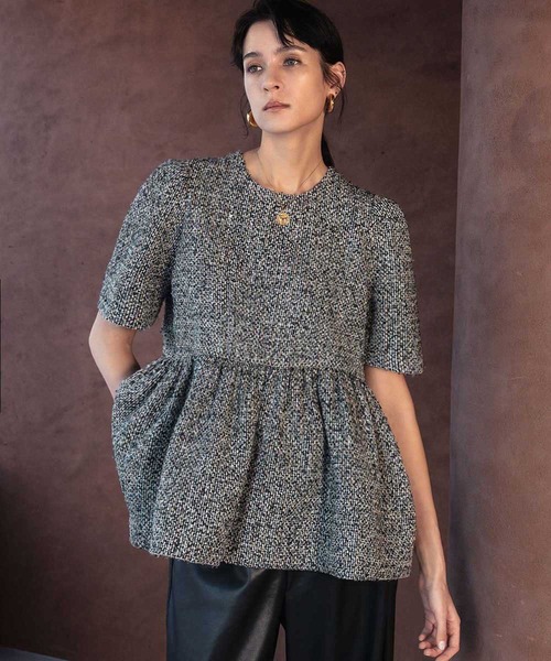 ELFRANK ブラウス シャツ 「2026SS」ツイード ペプラム チュニック