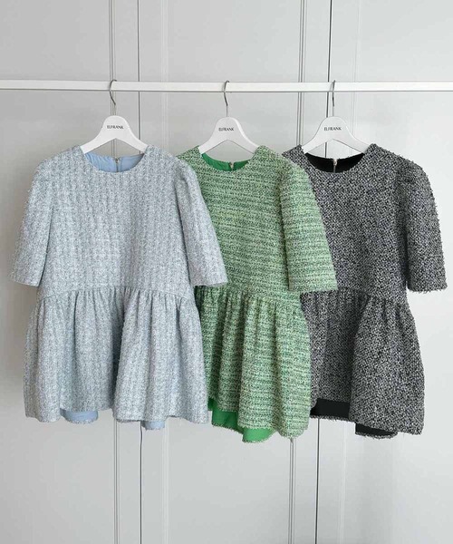 ELFRANK ブラウス シャツ 「2026SS」ツイード ペプラム チュニック