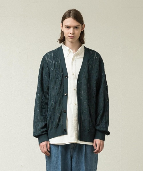 「SLICK」 ニットカーディガン 2 ライトグレー メンズ_画像2