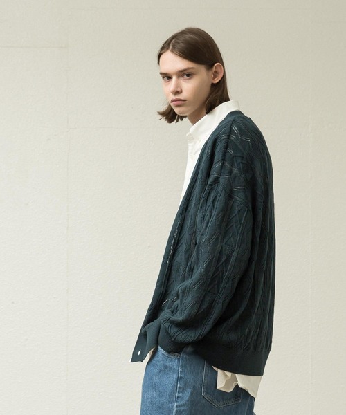 「SLICK」 ニットカーディガン 2 ライトグレー メンズ_画像3