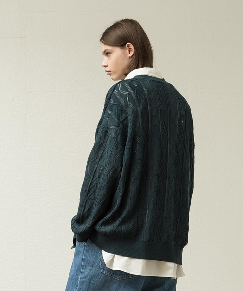 「SLICK」 ニットカーディガン 2 ライトグレー メンズ_画像4