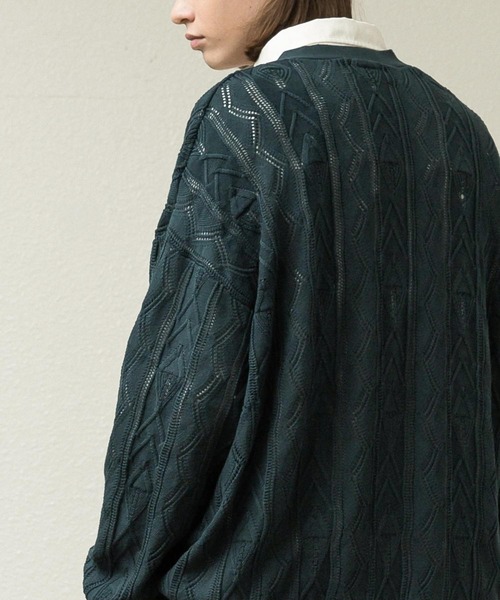 「SLICK」 ニットカーディガン 2 ライトグレー メンズ_画像6