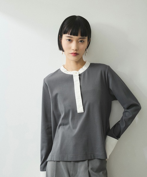 「ADAM ET ROPE'」 長袖カットソー FREE グレー レディース_画像9