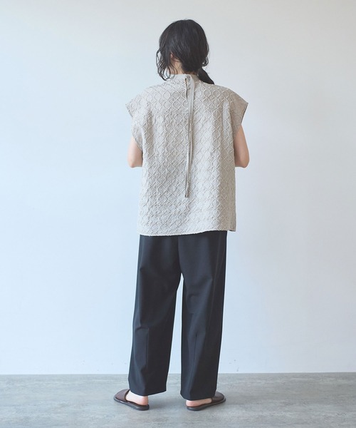 yuni ブラウス シャツ 半袖 単色刺繍 french sleevesブラウス