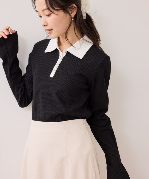 大人気⭐︎BoTT ボット ポロシャツ 総柄 文字ロゴ バイカラー 襟切替 XL VIS（ビス） tシャツ バイカラーポロ襟カットソー/イージーケア