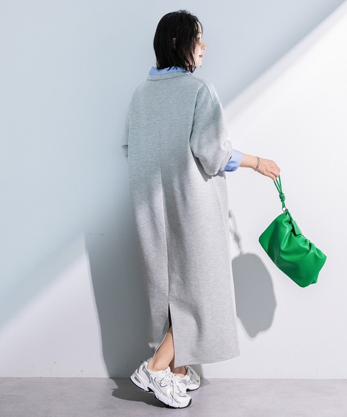 Green Parks（グリーンパークス） ワンピース ポロ衿ハーフZIPカット