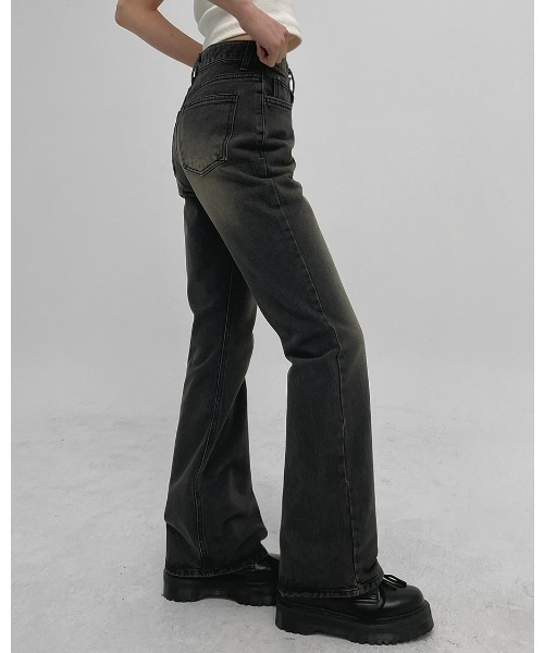 「BLACKUP」 ブーツカットデニムパンツ MEDIUM ブラック レディース_画像2