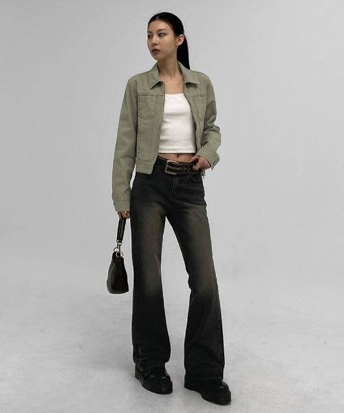 「BLACKUP」 ブーツカットデニムパンツ MEDIUM ブラック レディース_画像6