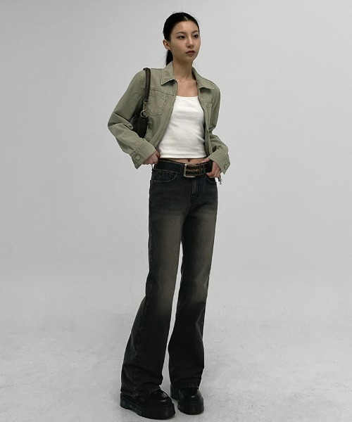 「BLACKUP」 ブーツカットデニムパンツ MEDIUM ブラック レディース_画像7