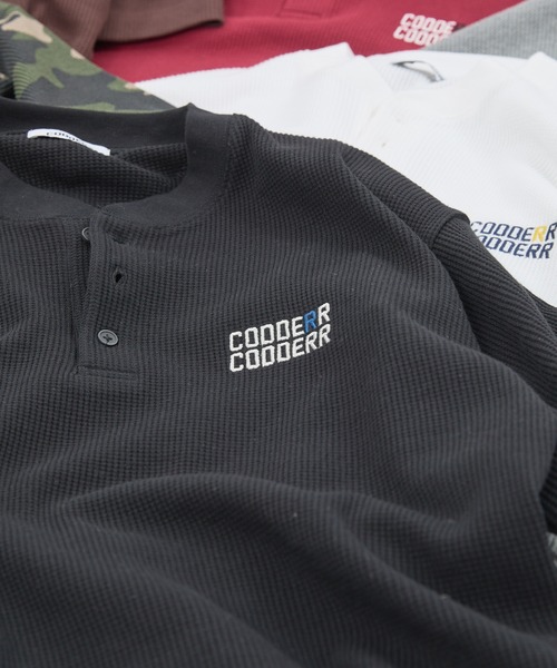 CODDERR ヘンリーネック tシャツ 「CODDERR」ロゴ刺繍 ドローコード
