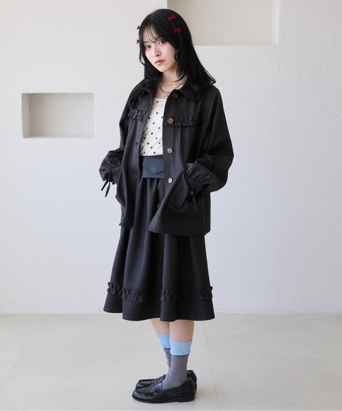 Prince フリル袖Tシャツとフレアスカートセット kutir（クティール） スカート 「セットアップ着用可能」アソート