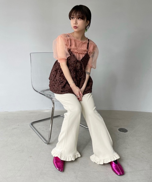 「SANSeLF」 イージーパンツ FREE イエロー レディース_画像7