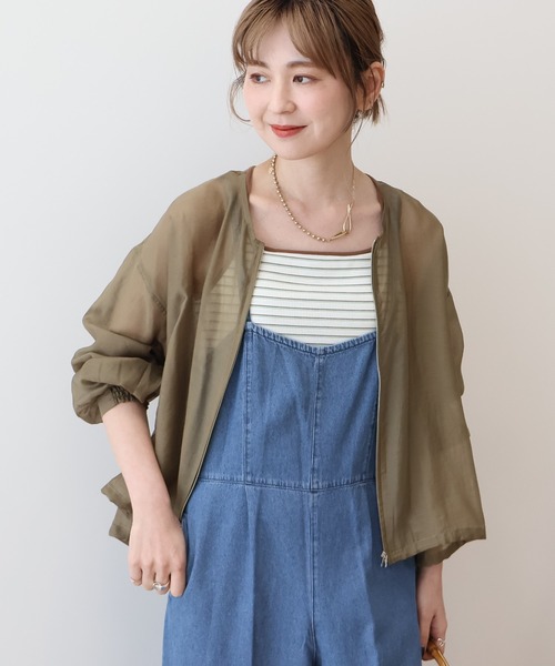 タグ付き未使用◼️レカッドLEk cud ジップアップノーカラーシアーブルゾン AMERICAN HOLIC（アメリカンホリック） ジャケット ノーカラー