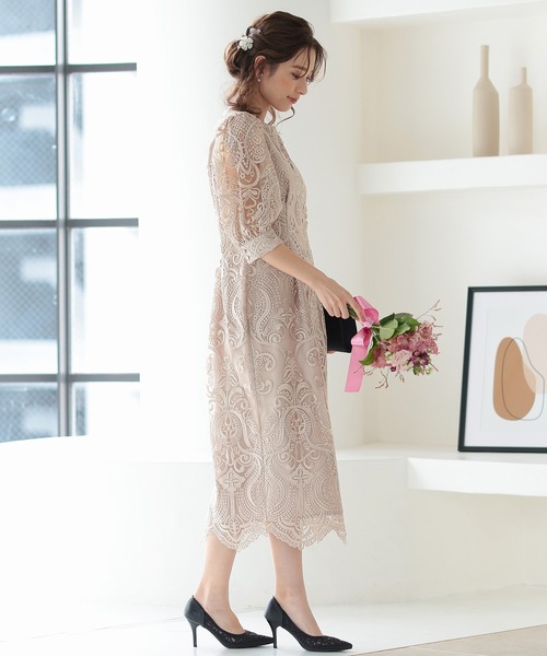 「haremode」 7分袖ワンピース L グレー レディース_画像2