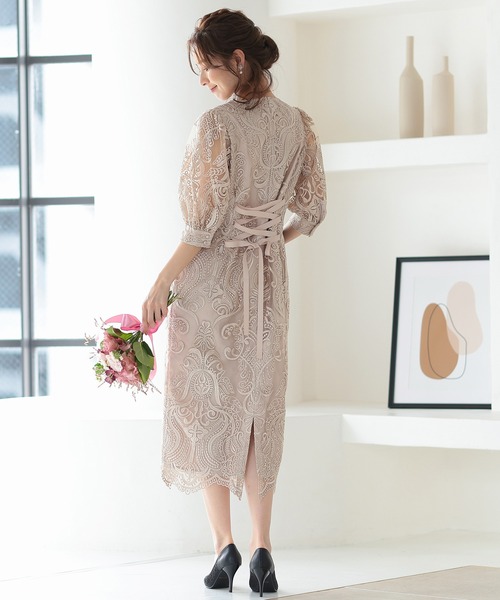 「haremode」 7分袖ワンピース L グレー レディース_画像3