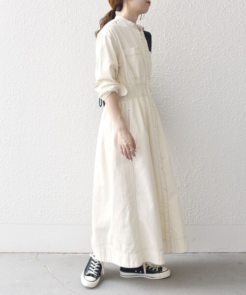 「SHIPS any」 長袖ワンピース ONE SIZE ネイビー レディースの画像