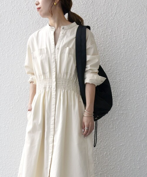 「SHIPS any」 長袖ワンピース ONE SIZE ネイビー レディースの画像